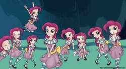 Size: 900x492 | Tagged: safe, artist:phantasmicdream, pinkie pie, human, g4, my little pony: friendship is magic, too many pinkie pies, female, fun fun fun, humanized, scene interpretation, solo