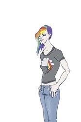 Size: 1024x1536 | Tagged: safe, artist:rebexi, rainbow dash, human, g4, humanized