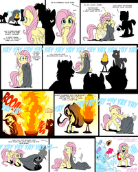 Size: 1268x1576 | Tagged: safe, artist:isismasshiro, fluttershy, pegasus, pony, g4, avast fluttershy's ass, bipedal, cellphone, comic, female, fire, fire extinguisher, mare