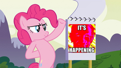 Size: 1920x1080 | Tagged: safe, edit, edited screencap, screencap, pinkie pie, earth pony, pony, g4, my little pony: friendship is magic, too many pinkie pies, bipedal, doom paul, female, it's happening, mare, meme, ron paul, solo