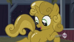 Size: 1920x1080 | Tagged: safe, screencap, sweetie belle, pony, unicorn, g4, one bad apple, season 3, butt, butt tail, female, filly, foal, luster dust, plot, solo, sweetie butt, sweetie gold