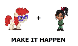 Size: 1337x796 | Tagged: safe, twist, g4, all caps, exploitable meme, make it happen, meme, meta, vanellope von schweetz, wreck-it ralph