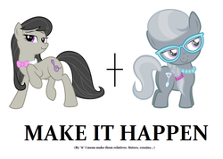 Size: 921x657 | Tagged: safe, octavia melody, silver spoon, g4, all caps, exploitable meme, glasses, make it happen, meme, meta, sisters