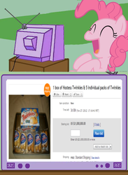 Size: 439x600 | Tagged: safe, pinkie pie, earth pony, pony, g4, ebay, exploitable meme, meme, photo, tv meme, twinkies