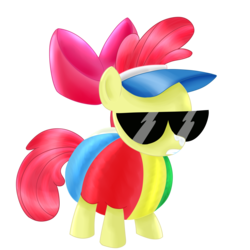 Size: 2000x2000 | Tagged: safe, artist:dragonfoorm, apple bloom, earth pony, pony, g4, one bad apple, beach ball, female, simple background, solo, sunglasses, transparent background, visor