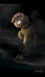 Size: 600x1024 | Tagged: safe, artist:a-venge, babs seed, earth pony, pony, g4, one bad apple, crying, female, filly, reflection, sad, water