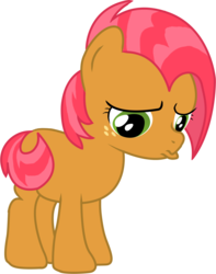 Size: 1520x1927 | Tagged: safe, artist:luisfdm, babs seed, earth pony, pony, g4, one bad apple, covering, duckface, female, filly, pouting, simple background, solo, tail, tail covering, transparent background, vector