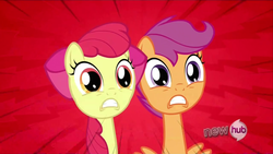 Size: 1280x720 | Tagged: safe, screencap, apple bloom, scootaloo, g4, one bad apple