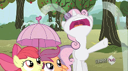 Size: 500x281 | Tagged: safe, screencap, apple bloom, scootaloo, sweetie belle, g4, one bad apple, animated, crying, female, ocular gushers
