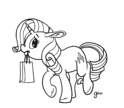 Size: 800x693 | Tagged: safe, artist:spectralunicorn, rarity, pony, g4, bag, female, lineart, solo
