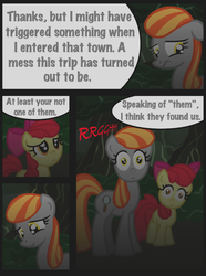 Size: 760x1020 | Tagged: safe, artist:template93, apple bloom, oc, oc:ruby, oc:ruby (story of the blanks), earth pony, pony, comic:story of the blanks (template93), story of the blanks, g4, comic