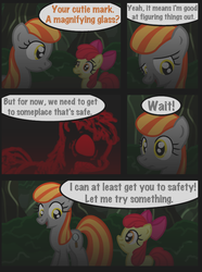 Size: 760x1020 | Tagged: safe, artist:template93, apple bloom, oc, oc:ruby, oc:ruby (story of the blanks), earth pony, pony, undead, zombie, zombie pony, comic:story of the blanks (template93), story of the blanks, g4, comic, female, filly, foal, mare