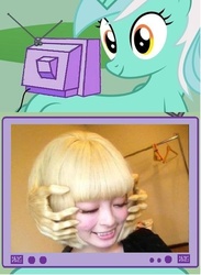 Size: 565x772 | Tagged: safe, lyra heartstrings, pony, g4, exploitable meme, kyary pamyu pamyu, meme, photo, tv meme, wtf