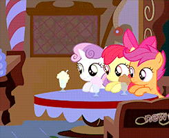 Size: 245x200 | Tagged: safe, screencap, apple bloom, babs seed, diamond tiara, scootaloo, silver spoon, sweetie belle, g4, one bad apple, animated, cutie mark crusaders, female, gif