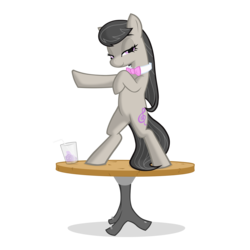 Size: 4352x4352 | Tagged: safe, artist:slackerburst, dj pon-3, octavia melody, vinyl scratch, earth pony, pony, g4, absurd resolution, bedroom eyes, dancing, eye reflection, solo focus, table, table dancing