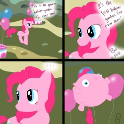 Size: 1500x1500 | Tagged: safe, artist:sunsetx3, pinkie pie, earth pony, pony, g4, balloon, comic, inflation