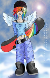 Size: 900x1409 | Tagged: safe, artist:ruukiycadenzia, rainbow dash, human, g4, humanized, winged humanization