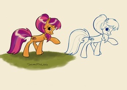Size: 900x637 | Tagged: dead source, safe, artist:nicole gauss, scootaloo (g3), g3, g3.5, official, concept art, what could have been