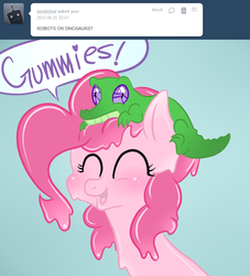 Size: 784x864 | Tagged: safe, gummy, pinkie pie, ask bubblegum pie, g4, ask, bubblegum pie