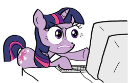 Size: 1002x652 | Tagged: safe, twilight sparkle, g4, computer, meme, special eyes