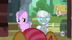 Size: 576x324 | Tagged: safe, screencap, babs seed, diamond tiara, silver spoon, g4, one bad apple, animated, begging, cute, diamondbetes, female, filly, foal, frown, gif, glasses, gritted teeth, head shake, looking at you, scared, silverbetes, wide eyes