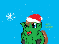 Size: 738x548 | Tagged: safe, fluffy pony, christmas, hat, hugbox, santa hat, snowflake