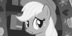Size: 600x305 | Tagged: safe, applejack, earth pony, pony, g4, animated, black and white, curly throwing things, funny, grayscale, irl, the three stooges, throwing, who's a silly pony