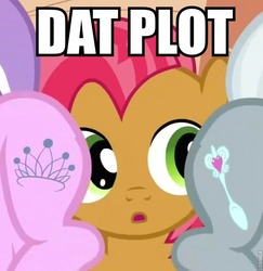 Size: 659x679 | Tagged: safe, edit, edited screencap, screencap, babs seed, diamond tiara, silver spoon, pony, g4, butt, caption, image macro, looking at butt, plot, raised tail, tail