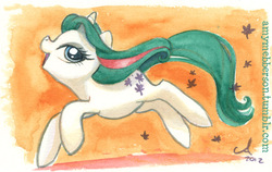 Size: 600x379 | Tagged: safe, artist:amy mebberson, gusty, pony, g1, g4, female, g1 to g4, generation leap, solo, traditional art