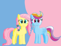 Size: 1400x1050 | Tagged: safe, artist:verminshy, fluttershy, rainbow dash, crystal pony, pony, g4