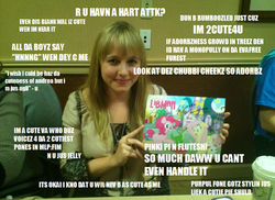 Size: 500x363 | Tagged: safe, angel bunny, fluttershy, gummy, pinkie pie, earth pony, human, pegasus, pony, g4, andrea libman, bunnyshy, female, irl, irl human, mare, photo, trolling, trolling overload, wall of text