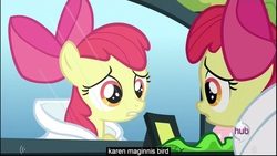 Size: 1920x1080 | Tagged: safe, screencap, apple bloom, g4, one bad apple, youtube caption