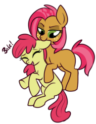 Size: 336x433 | Tagged: safe, artist:lulubell, apple bloom, babs seed, earth pony, pony, g4, one bad apple, duo, ear bite, eyes closed, ship:appleseed, shipping, simple background, transparent background