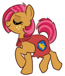 Size: 314x367 | Tagged: safe, artist:lulubell, babs seed, earth pony, pony, g4, cape, clothes, cmc cape, female, simple background, solo, transparent background