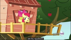 Size: 1920x1080 | Tagged: safe, screencap, apple bloom, g4, one bad apple, youtube caption