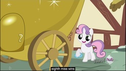 Size: 1920x1080 | Tagged: safe, edited screencap, screencap, sweetie belle, g4, my little pony: friendship is magic, one bad apple, caption, youtube caption