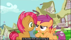 Size: 1920x1080 | Tagged: safe, screencap, babs seed, scootaloo, g4, my little pony: friendship is magic, one bad apple, youtube caption