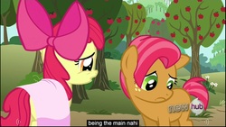 Size: 1920x1080 | Tagged: safe, screencap, apple bloom, babs seed, g4, one bad apple, youtube caption