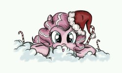 Size: 1024x614 | Tagged: safe, artist:twilightspc, pinkie pie, earth pony, pony, g4, :p, candy, candy cane, christmas, female, food, hat, holiday, looking at you, mare, santa hat, solo, tongue out