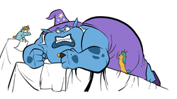 Size: 800x450 | Tagged: safe, artist:willdrawforfood1, snails, snips, trixie, g4, crossover, fat, looney tunes, merrie melodies, mr. swackhammer, nerdlucks, parody, space jam