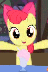 Size: 193x286 | Tagged: safe, screencap, apple bloom, scootaloo, sweetie belle, earth pony, pony, g4, one bad apple, animated, cute, female, hnnng, milkshake