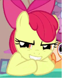 Size: 449x561 | Tagged: safe, screencap, apple bloom, earth pony, pony, g4, one bad apple, animated, evil, female, filly, sinister