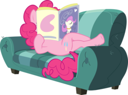 Size: 6000x4456 | Tagged: safe, artist:sairoch, pinkie pie, g4, one bad apple, .svg available, absurd resolution, couch, magazine, reading, simple background, transparent background, vector