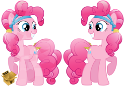 Size: 5701x4000 | Tagged: safe, artist:pirill, pinkie pie, earth pony, pony, g4, box, crystallized, female, looking at each other, mirrored, multeity, simple background, solo, transparent background, vector