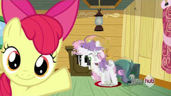 Size: 1920x1080 | Tagged: safe, screencap, apple bloom, sweetie belle, g4, one bad apple, glitch