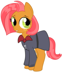 Size: 426x493 | Tagged: safe, artist:lulubell, babs seed, earth pony, pony, g4, clothes, female, simple background, solo, transparent background