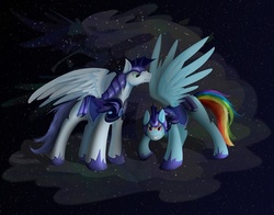 Size: 600x471 | Tagged: safe, artist:crowneprince, rainbow dash, soarin', g4, duo, night guard