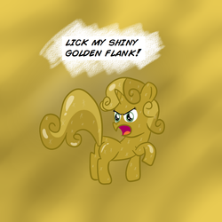 Size: 1000x1000 | Tagged: safe, artist:theshadowdude1031, sweetie belle, pony, unicorn, g4, bite my shiny metal ass, butt, female, filly, futurama, kiss my ass, luster dust, male, plot, reference, solo, sweetie gold