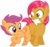 Size: 9091x8590 | Tagged: safe, artist:floppychiptunes, babs seed, scootaloo, earth pony, pegasus, pony, g4, one bad apple, absurd resolution, blank flank, butt bump, butt to butt, butt touch, duo, female, filly, simple background, transparent background, vector