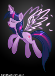 Size: 2000x2760 | Tagged: safe, artist:danmakuman, twilight sparkle, alicorn, pony, g4, artificial wings, augmented, female, magic, magic wings, mare, solo, twilight sparkle (alicorn), wings